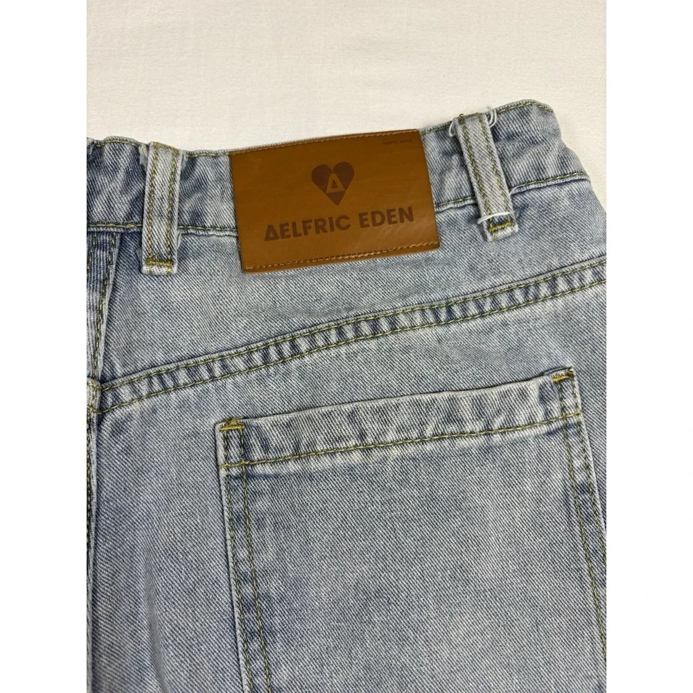 Aelfric Eden Baggy Denim Jorts Size 30 Light Wash Pleated Streetwear Skater Sho